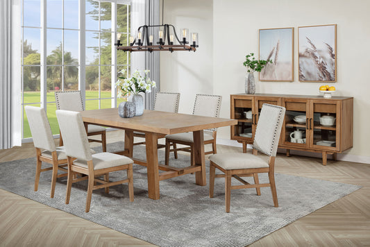 Middleton 7-piece Extension Leaf Dining Set Brown and Beige