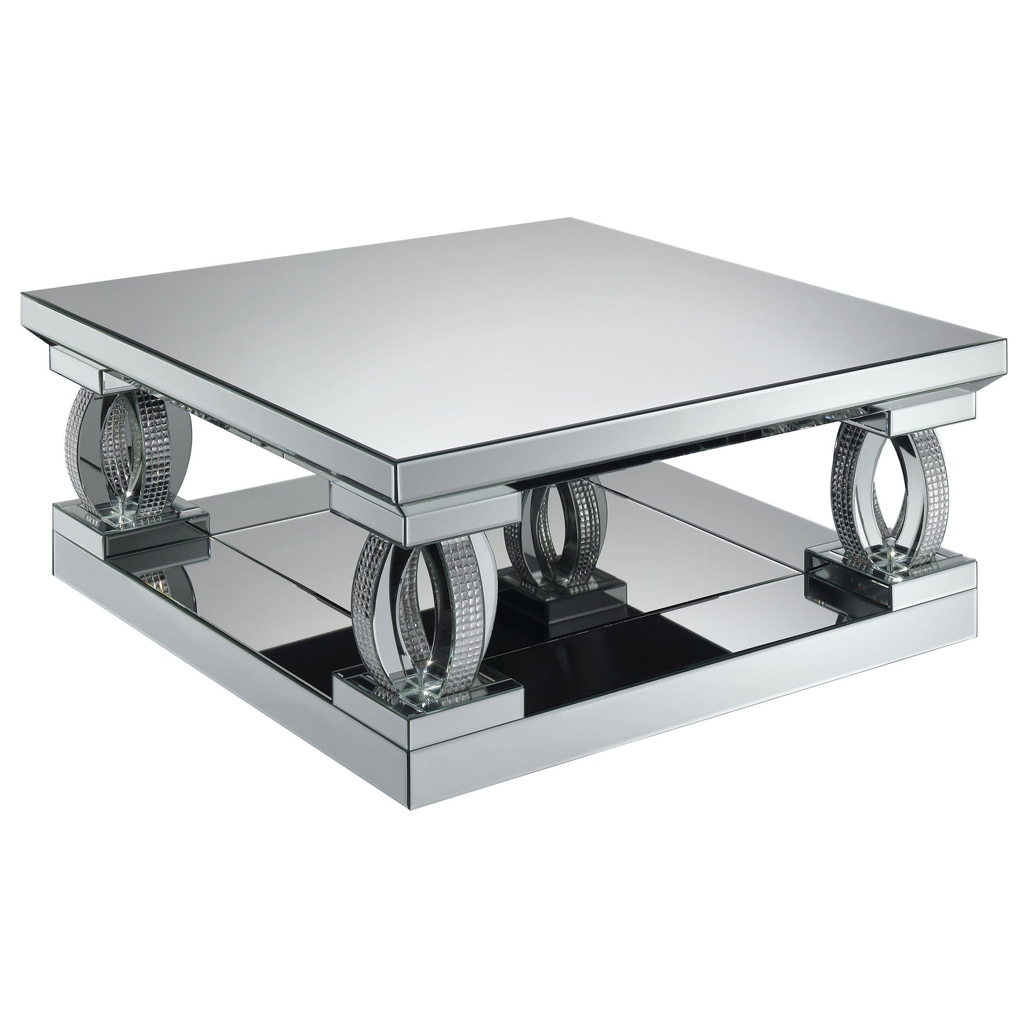 Amalia 3-piece Mirrored Coffee and End Table Set Silver