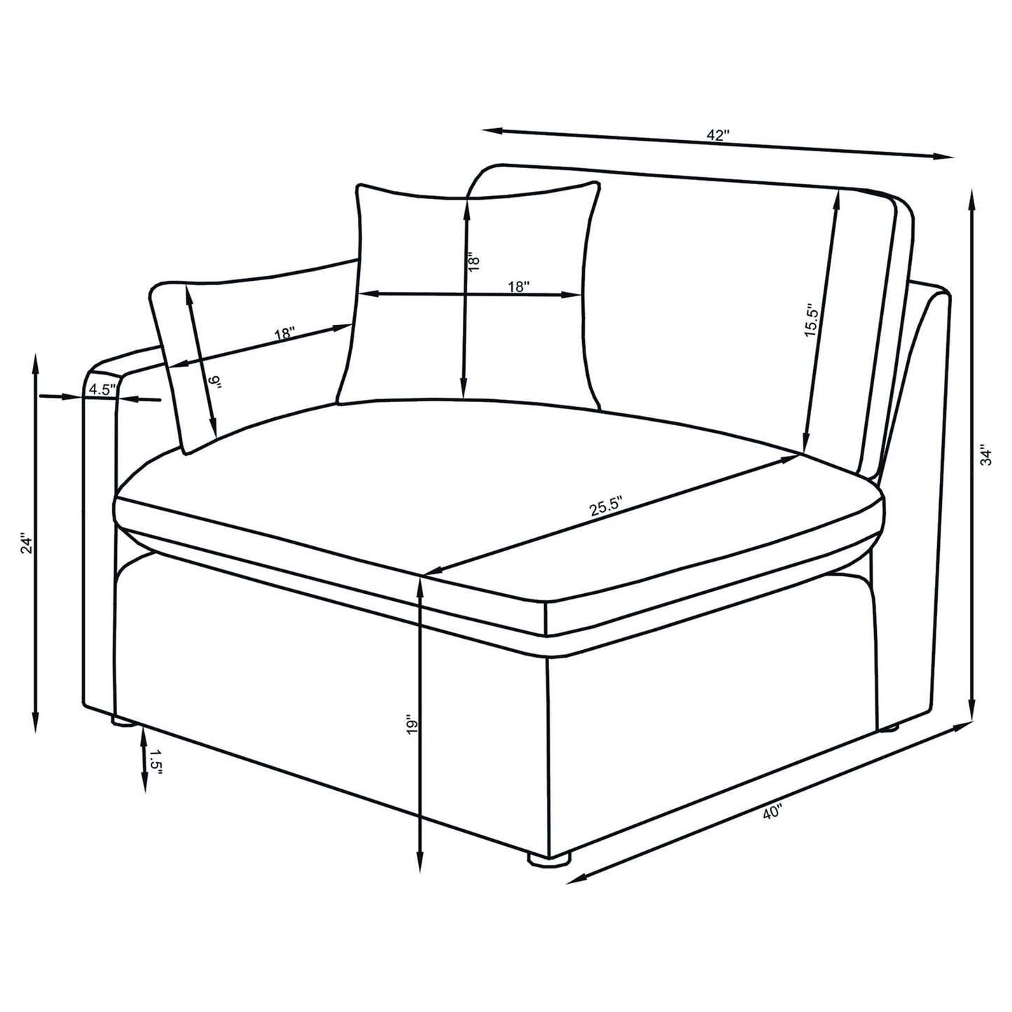 Hobson 5-piece Upholstered Modular Sectional Sofa Charcoal