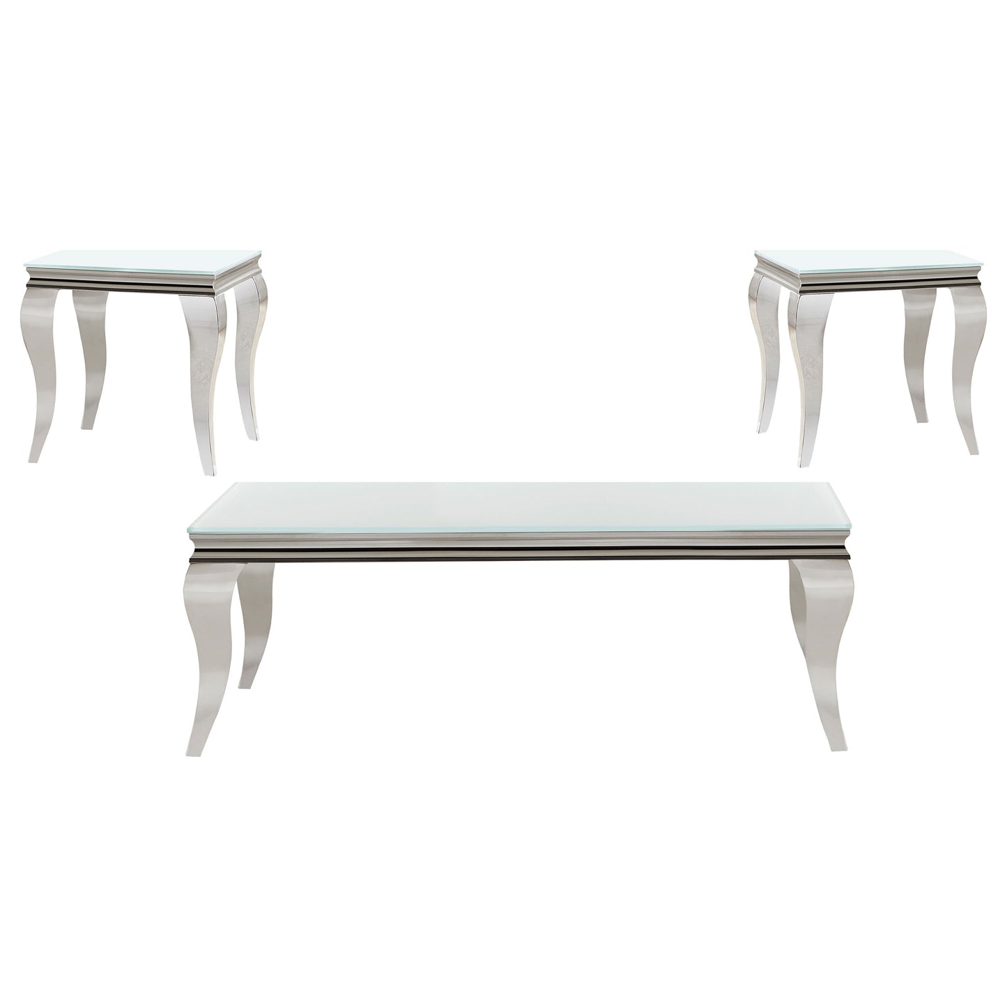 Carone 3-piece Glass Top Coffee and End Table Set White