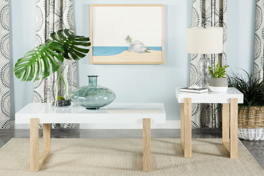 Pala 2-piece Coffee and End Table Set White High Gloss