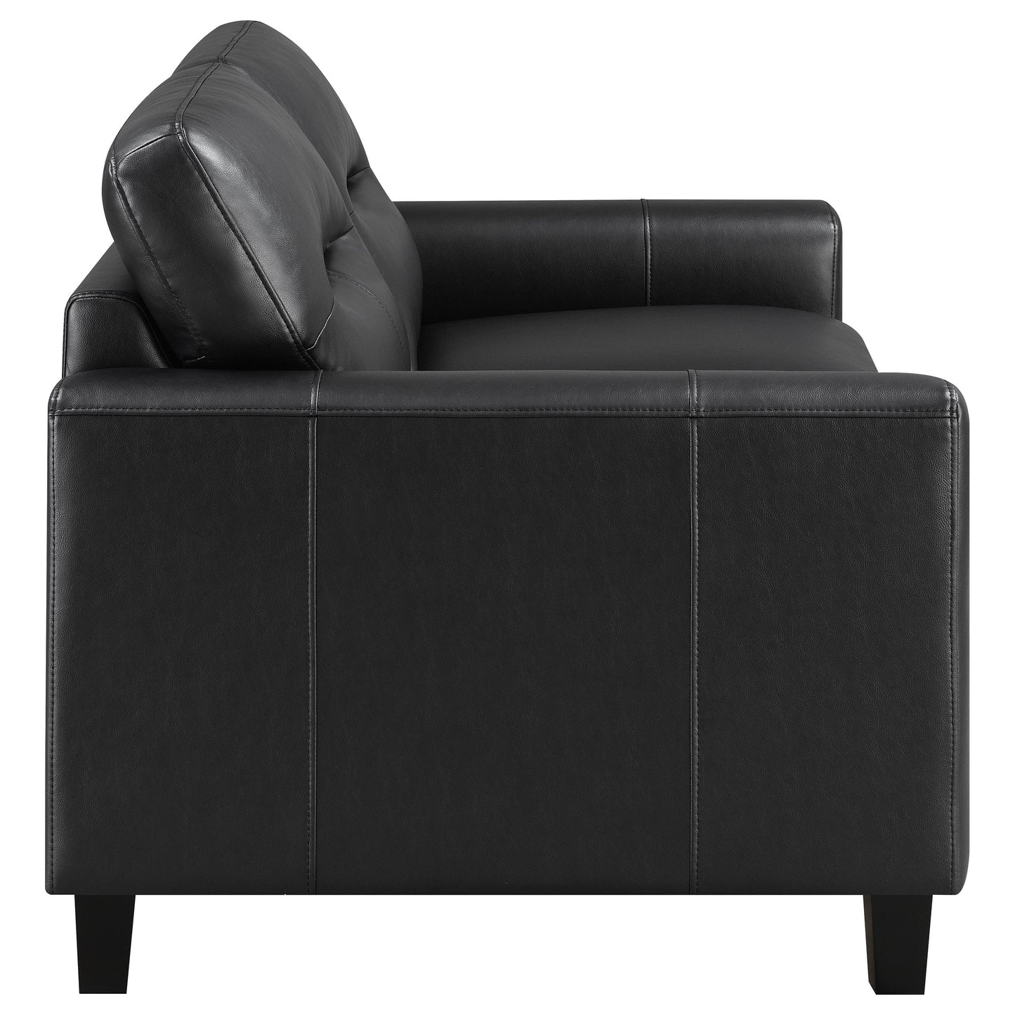Scotland 2-piece Faux Leather Upholstered Sofa Set Black