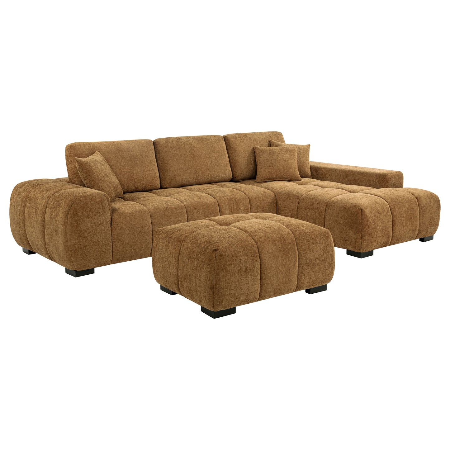 Octavia Fabric Upholstered Sectional Chaise Sofa Amber
