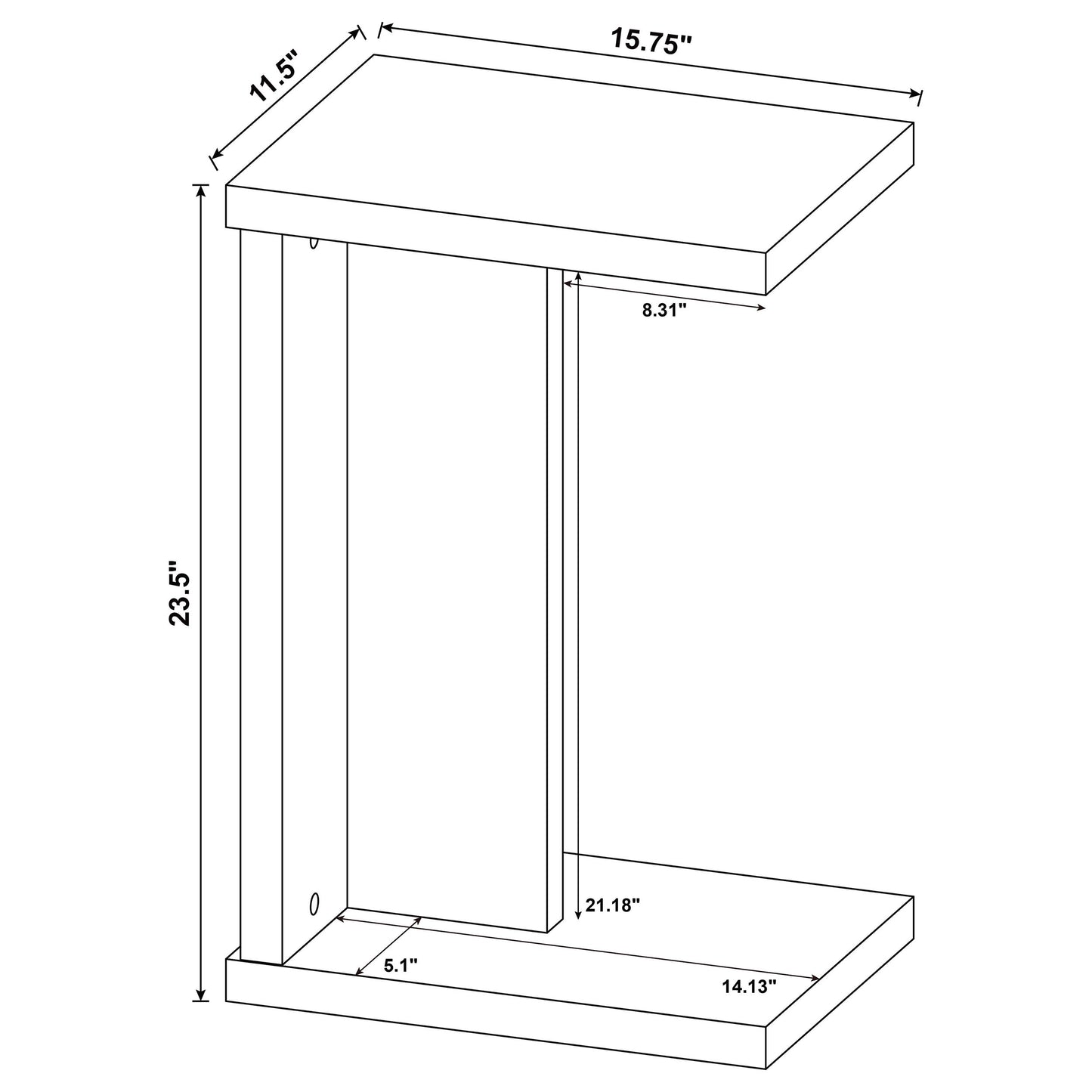 Clower Engineered Wood C-Shaped Sofa Side Table Mango