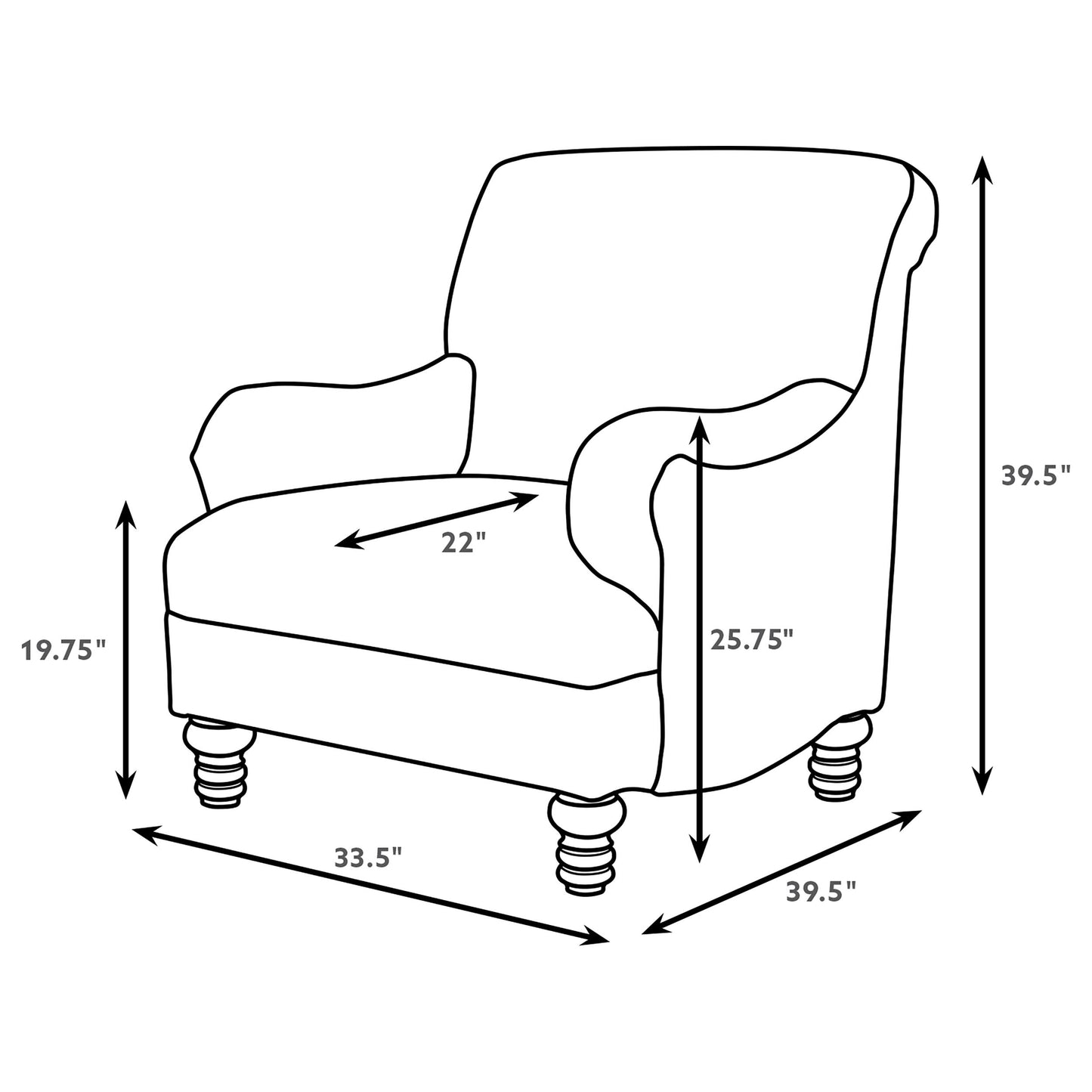 Glenn Upholstered English Arm Accent Chair Blue