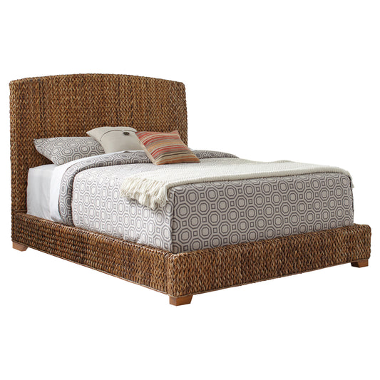 Laughton Banana Leaf Queen Panel Bed Amber