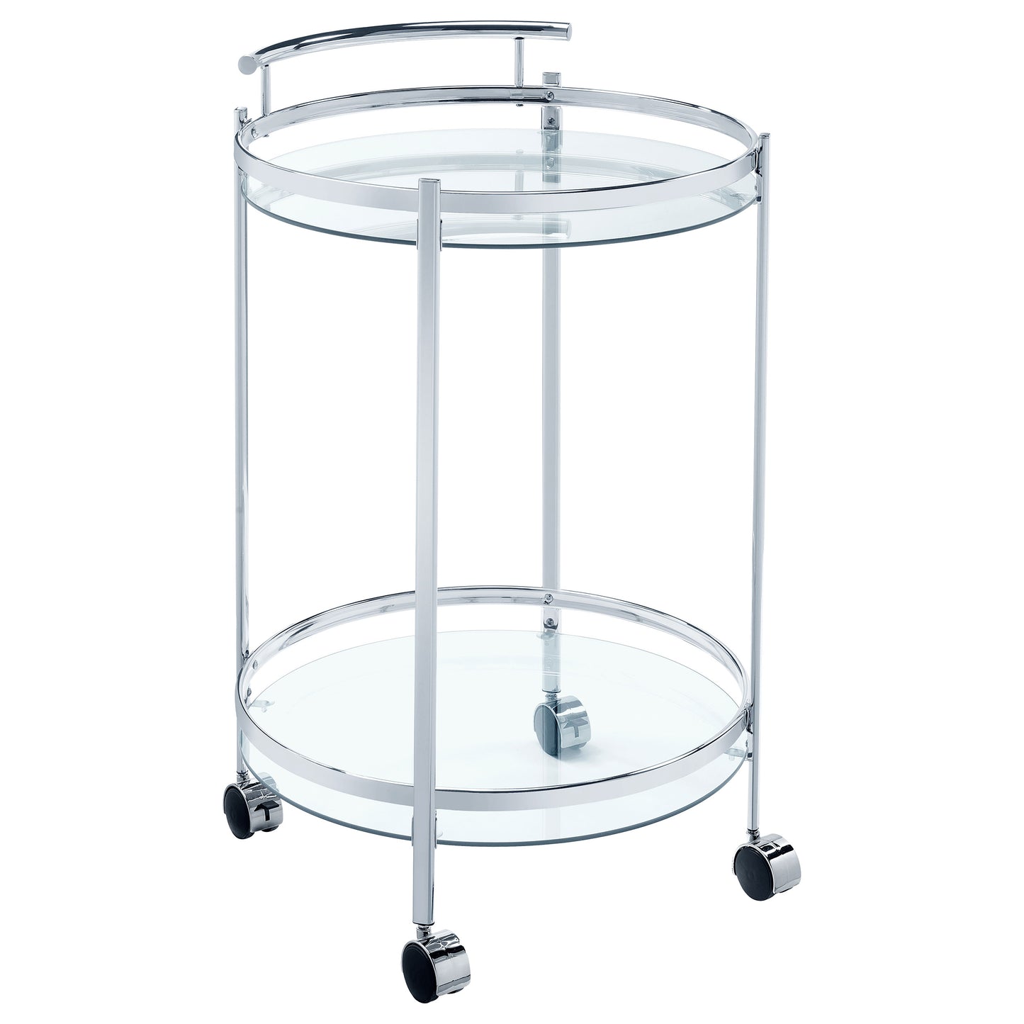 Chrissy 2-tier Round Glass Bar Cart Chrome