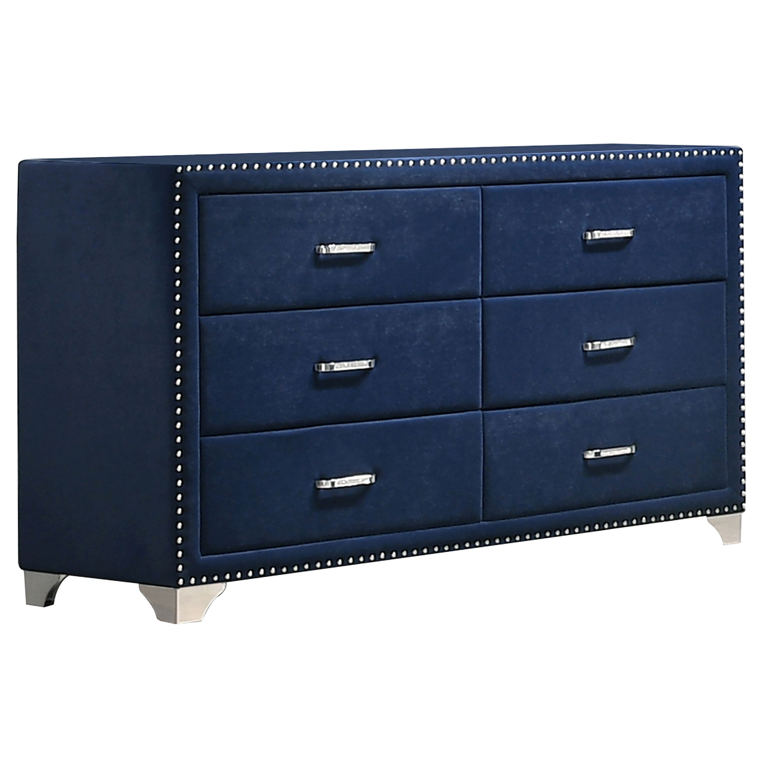 Melody 6-drawer Upholstered Dresser Pacific Blue – Furniture Factory Outlet