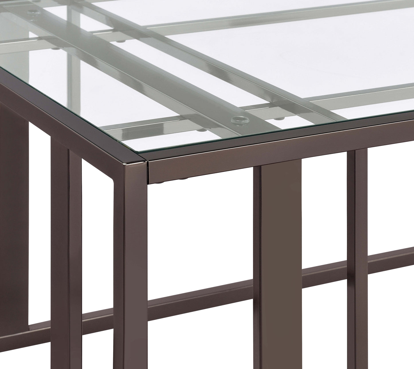 Adri Glass Top Entryway Console Table Black Nickel