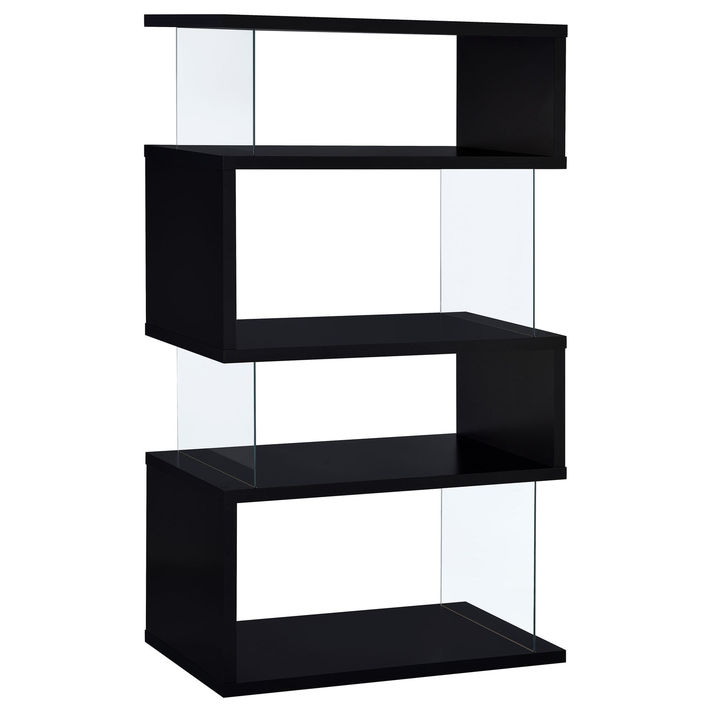 Emelle 4-tier Bookcase Black and Clear