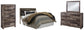 Derekson Queen/Full Panel Headboard Bed with Mirrored Dresser and Chest
