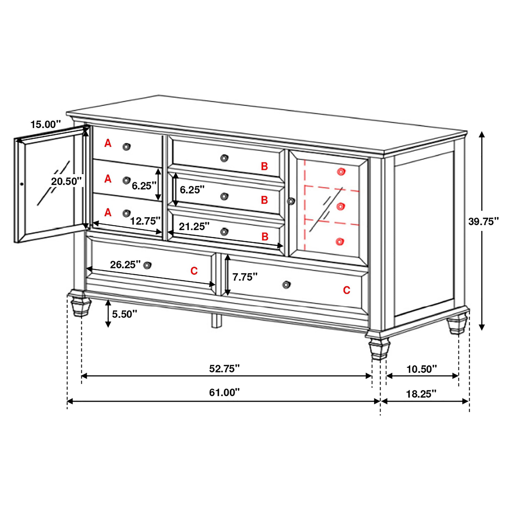 sandy beach white dresser Sandy Beach 11-drawer Dresser Cream White
