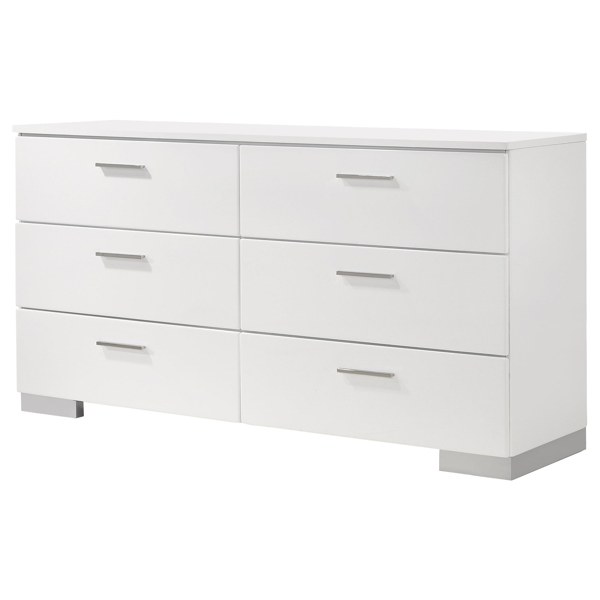 Felicity 6-drawer Dresser White High Gloss – Furniture Factory Outlet Felicity 6-drawer Dresser White High Gloss – Furniture Factory Outlet