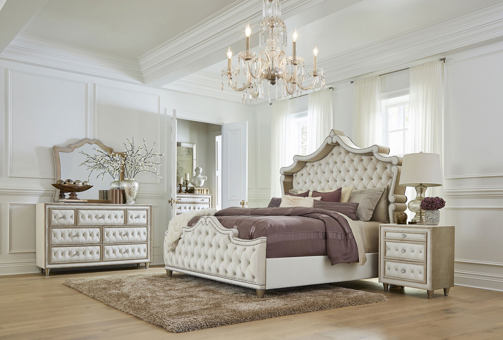 Antonella 5-piece Queen Bedroom Set Ivory Furniture Factory Outlet Antonella 5-piece Queen Bedroom Set Ivory Furniture Factory Outlet