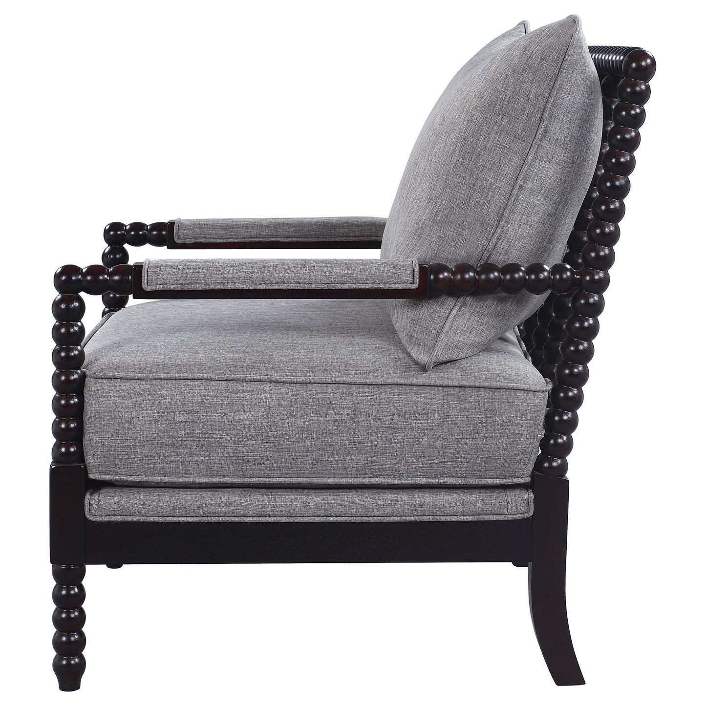 Blanchett Upholstered Bobbin Accent Chair Grey and Cappuccino