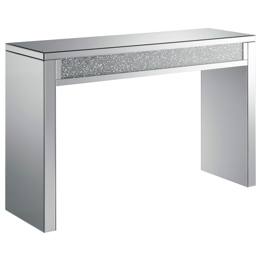 Gillian Rectangular Sofa Table Silver and Clear Mirror