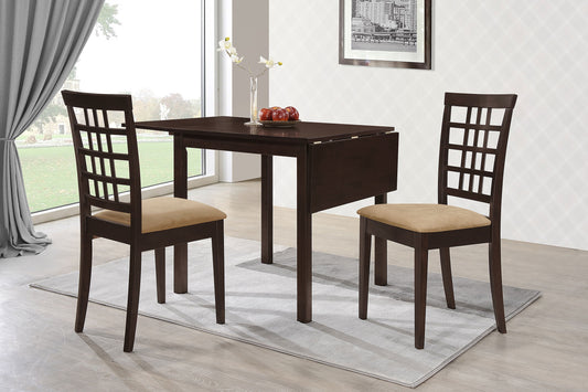 Kelso 3-piece Drop Leaf Dining Set Cappuccino and Tan
