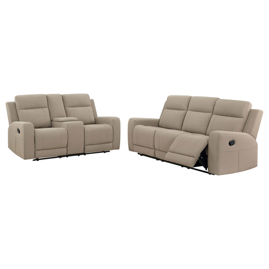 Brentwood 2-piece Upholstered Motion Reclining Sofa Set Taupe