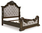 Maylee King Upholstered Bed with Mirrored Dresser, Chest and 2 Nightstands
