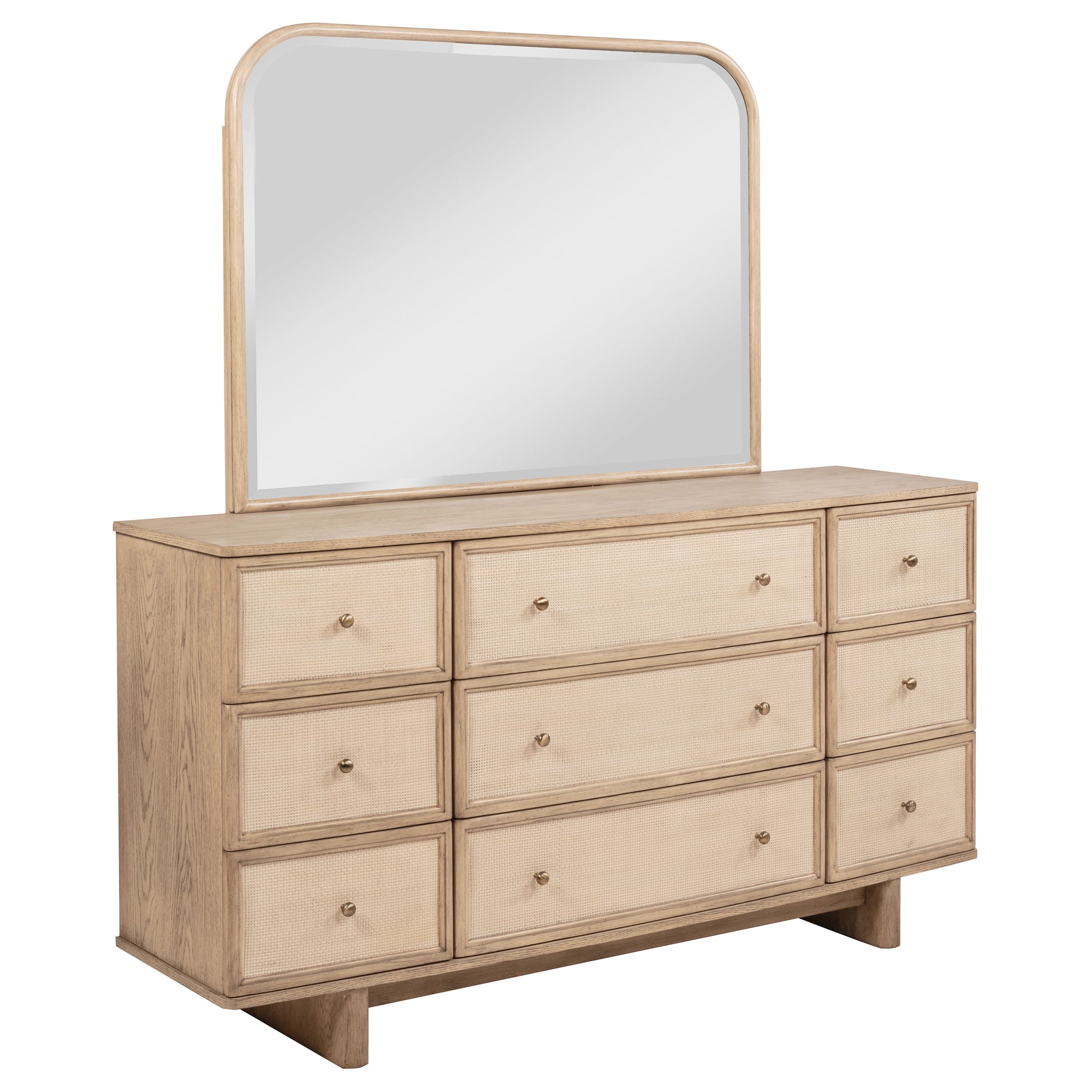 beige wood dresser Kailani 9-drawer Dresser and Mirror Beige Oak – Furniture Factory Outlet