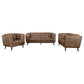 Thatcher 3-piece Upholstered Tuxedo Arm Sofa Set Brown