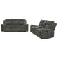 Kennett 2-piece Chenille Power Reclining Sofa Set Dark Grey
