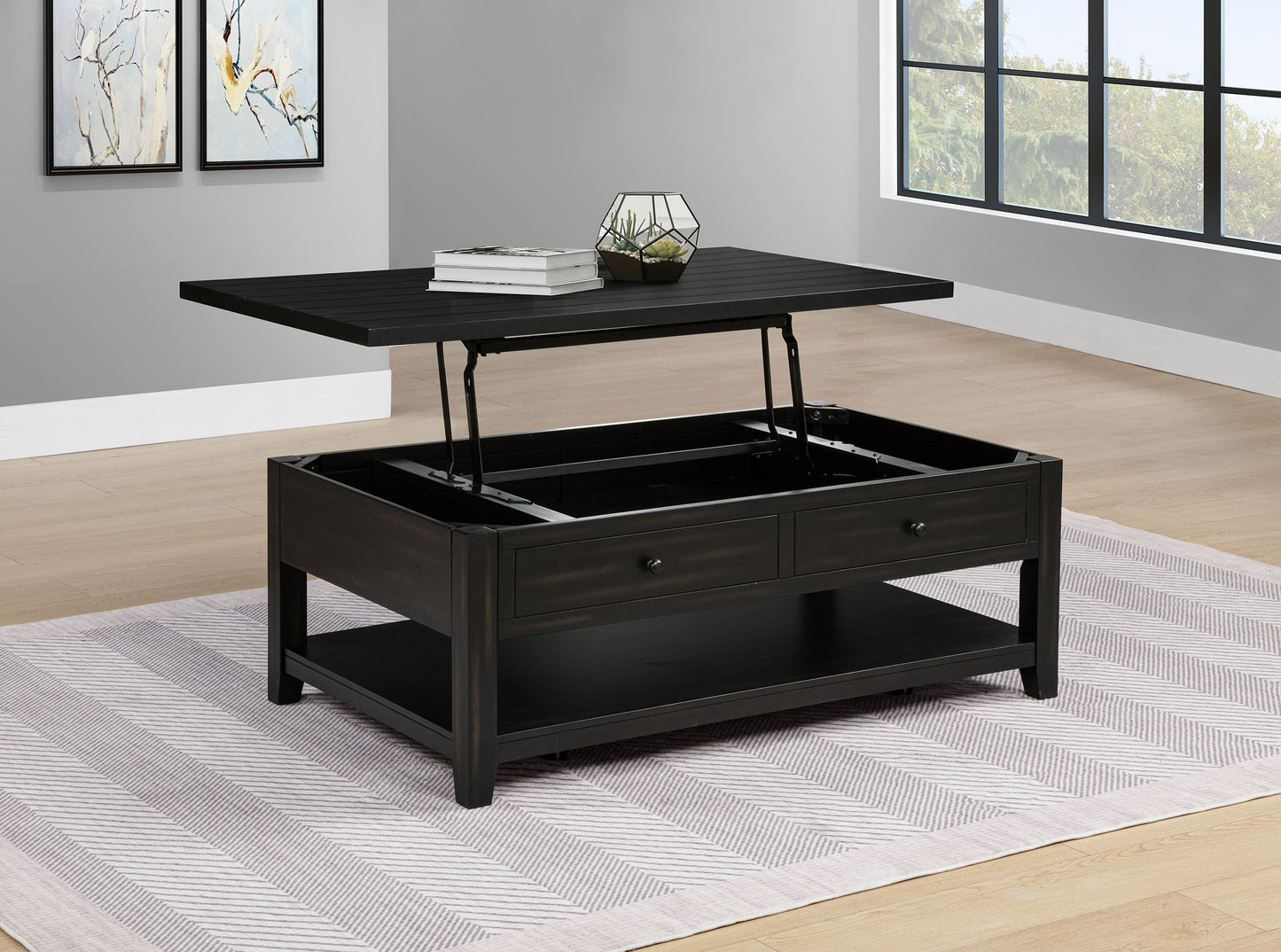 Payne 48-inch Mobile Lift Top Coffee Table Distressed Java