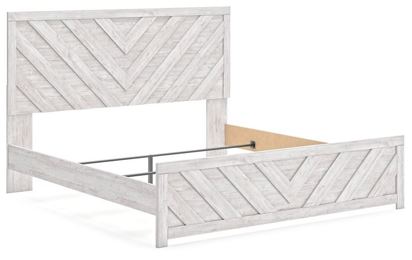 Cayboni King Panel Bed with Mirrored Dresser and Chest