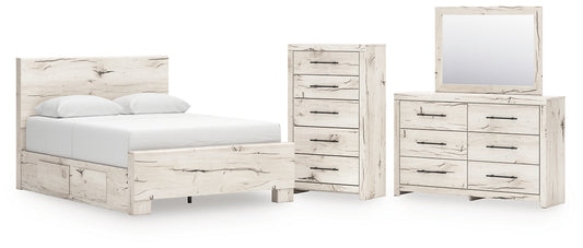Lawroy Queen Panel Bed with Mirrored Dresser and Chest