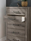 Graystorm King Panel Bed with Mirrored Dresser and Chest