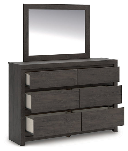 Fraluna Queen Panel Storage Bed with Mirrored Dresser