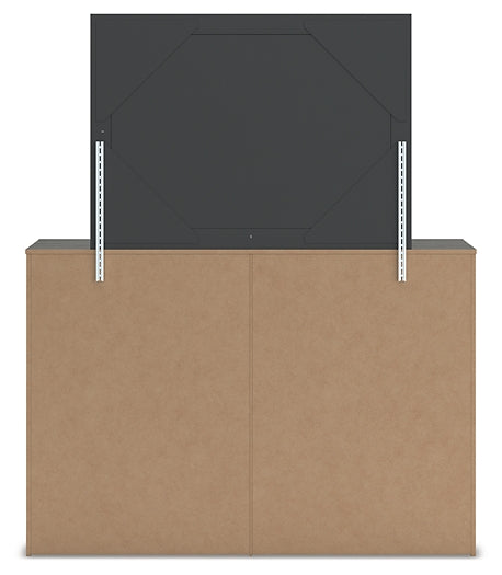 Fraluna King Panel Bed with Mirrored Dresser and Chest