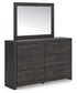 Hollivern Full Panel Bed with Mirrored Dresser and Chest