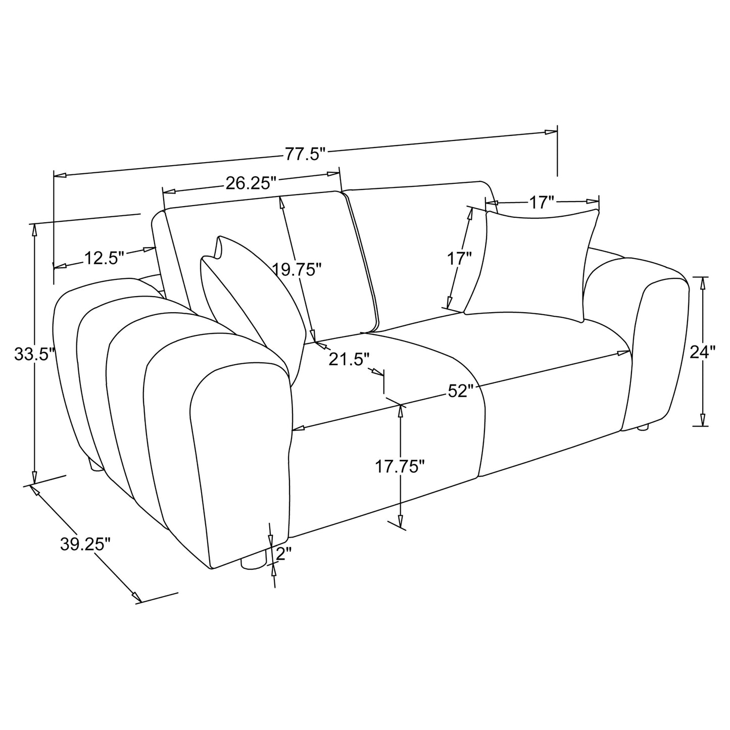 Burnett 2-piece Chenille Upholstered Sofa Set Burnt Orange
