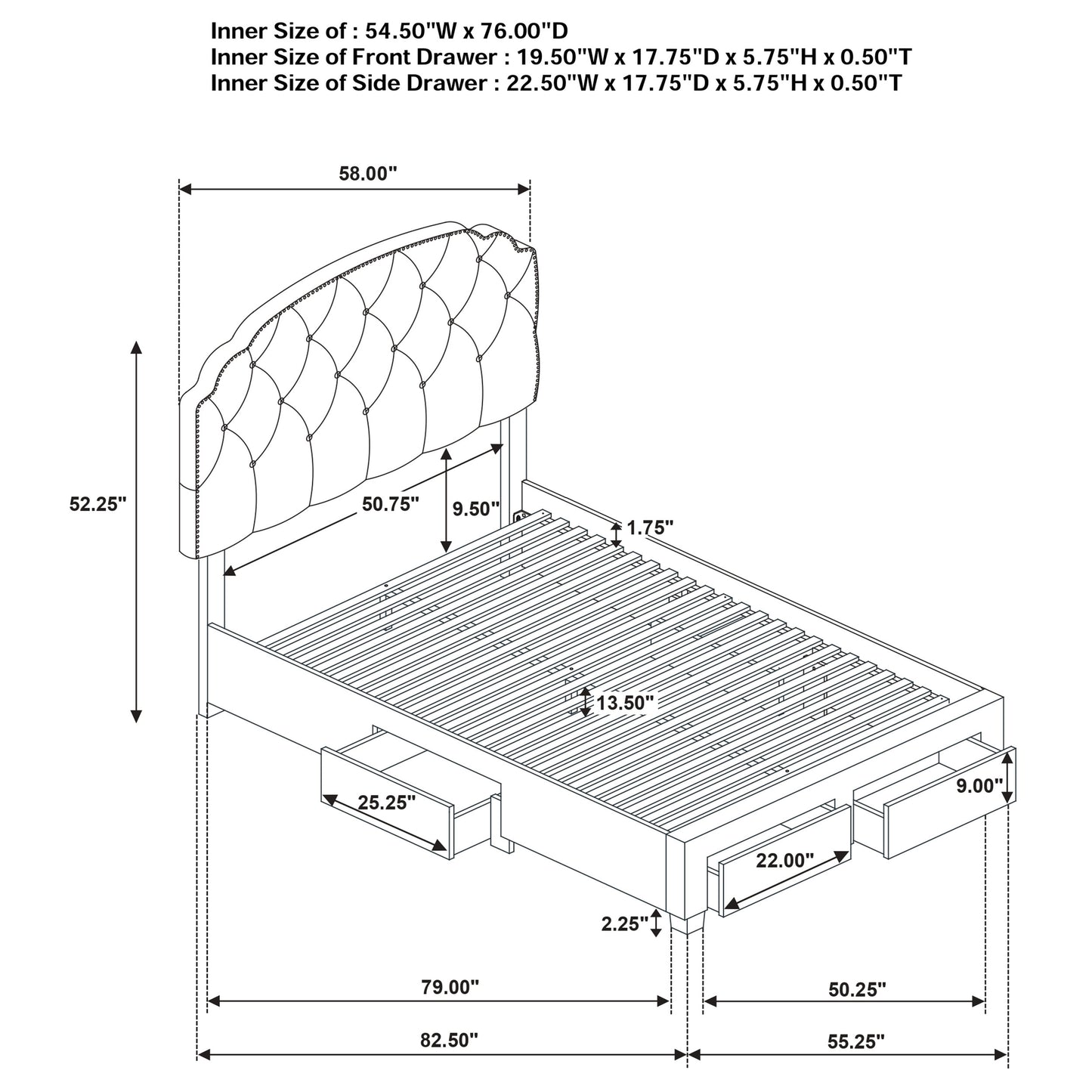 Marianna 4-drawer Upholstered Full Storage Bed Cream