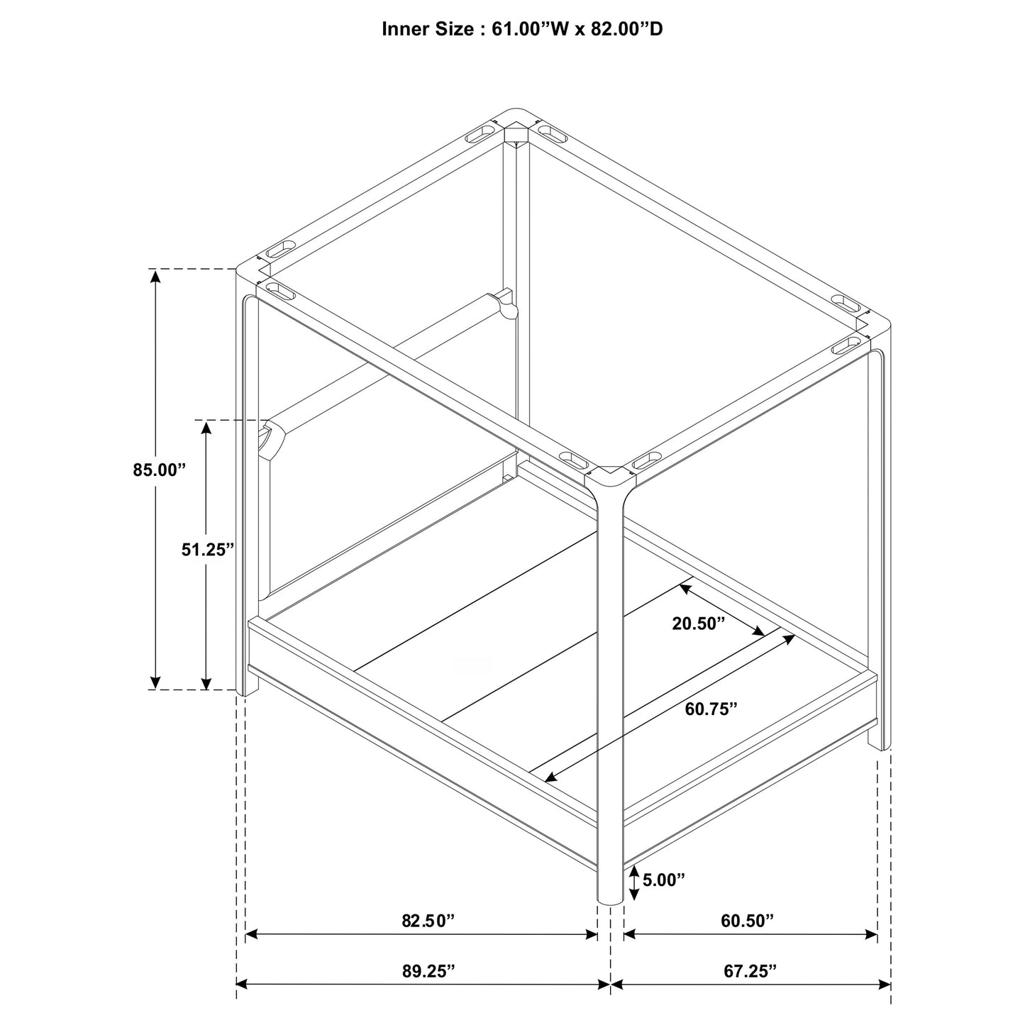 Solano 85-inch Queen Canopy Bed Weathered Mango