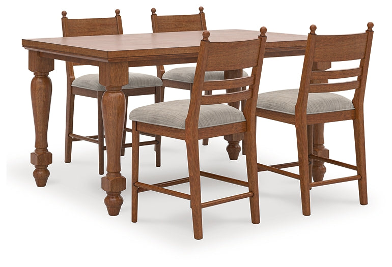 Greddinton Counter Height Dining Table and 4 Barstools
