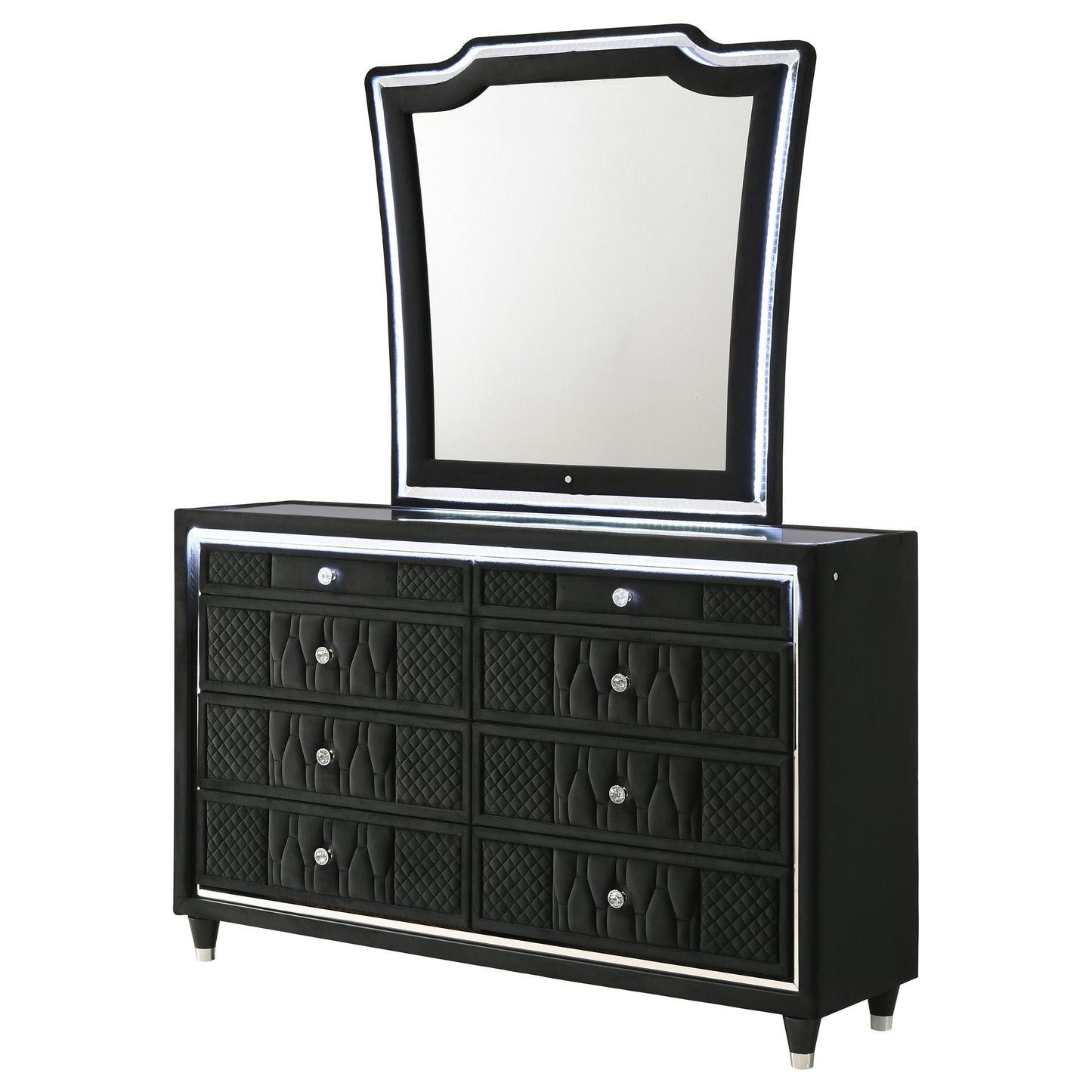 Lorient 8-drawer LED Dresser with Mirror Black