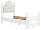 Kozlani Twin Upholstered Panel Bed, Dresser, Mirror and Nightstand