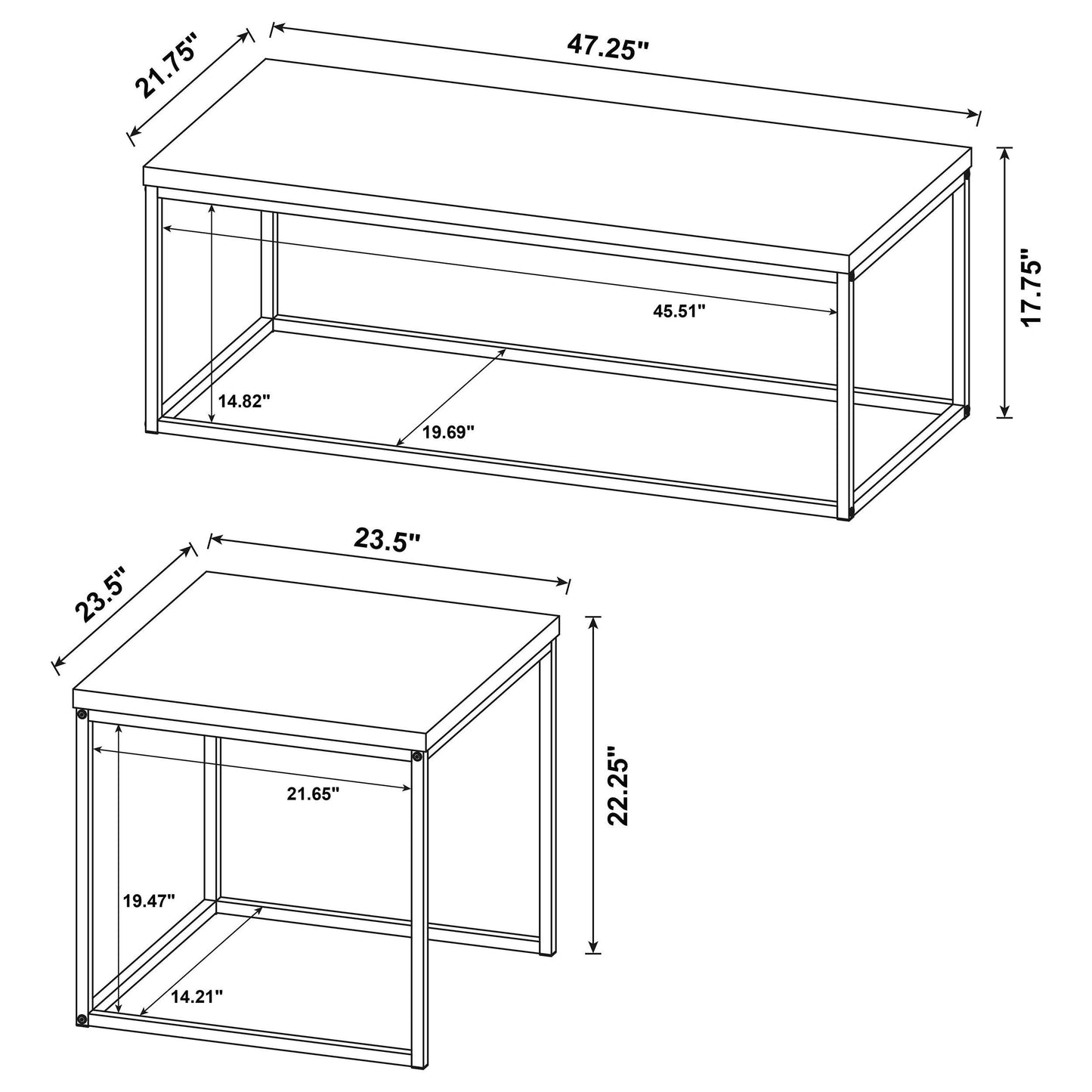 Straden 3-piece Engineered Wood Coffee Table Set Mango and Black
