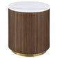 Jason 2-piece Round White Marble Coffee Table Set Honey Brown