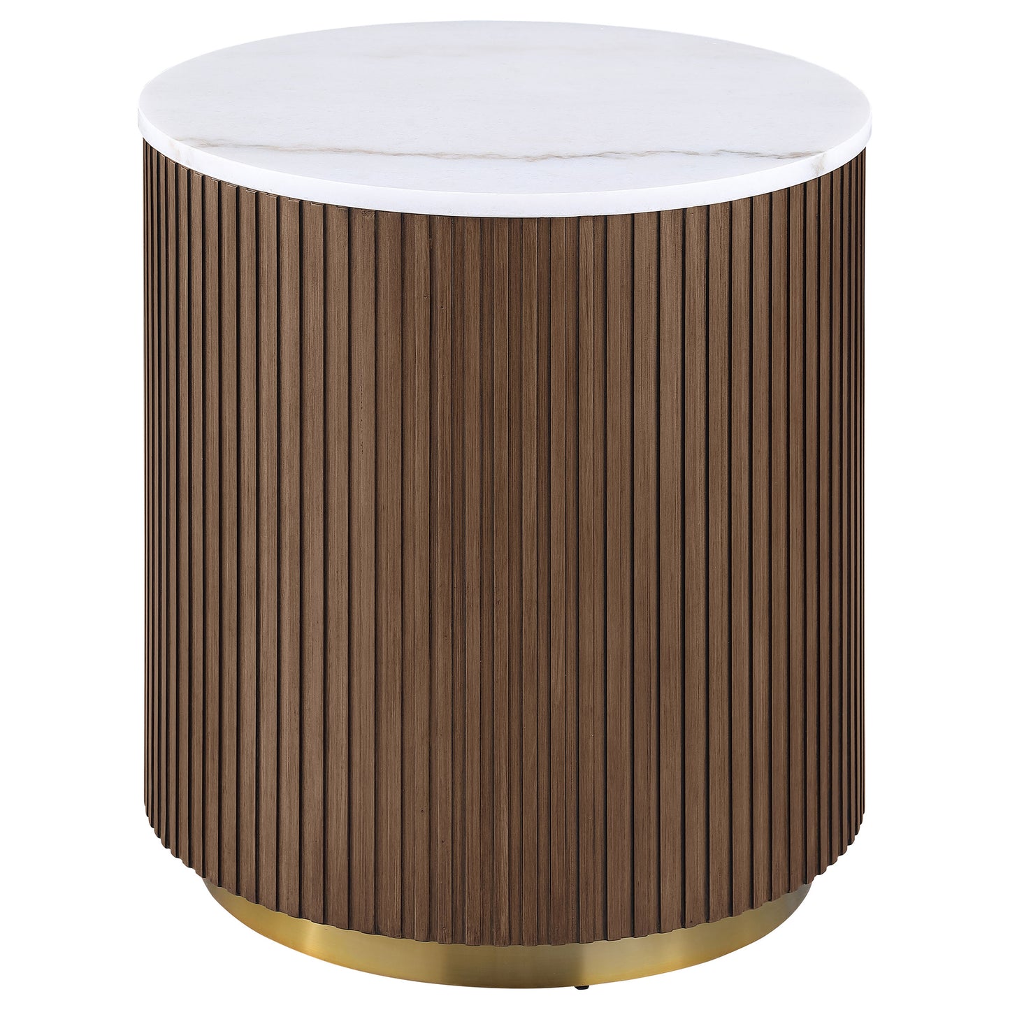 Jason 3-piece Round White Marble Coffee Table Set Honey Brown