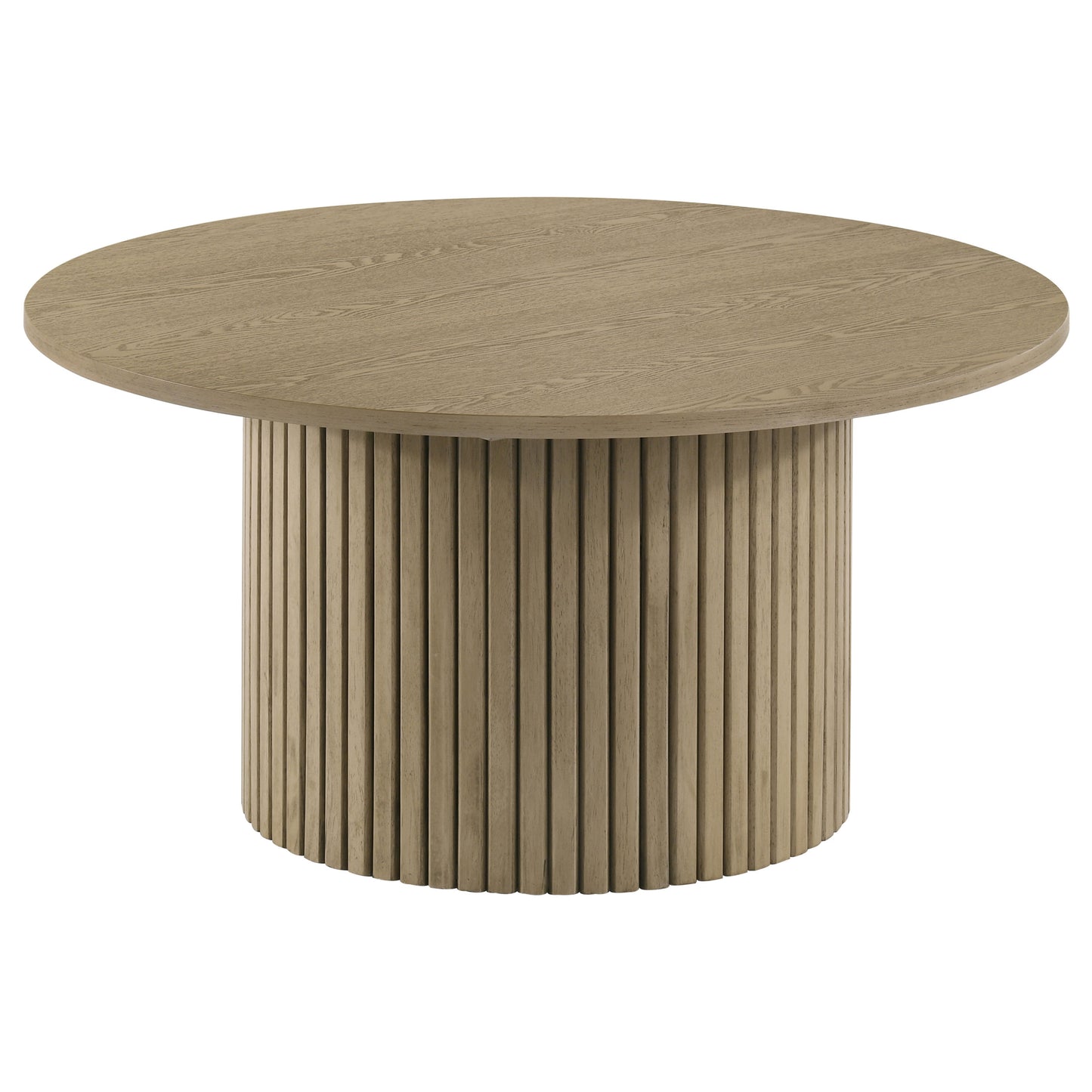 Hamlyn Round Fluted Occasional Cocktail Coffee Table Natural Oak