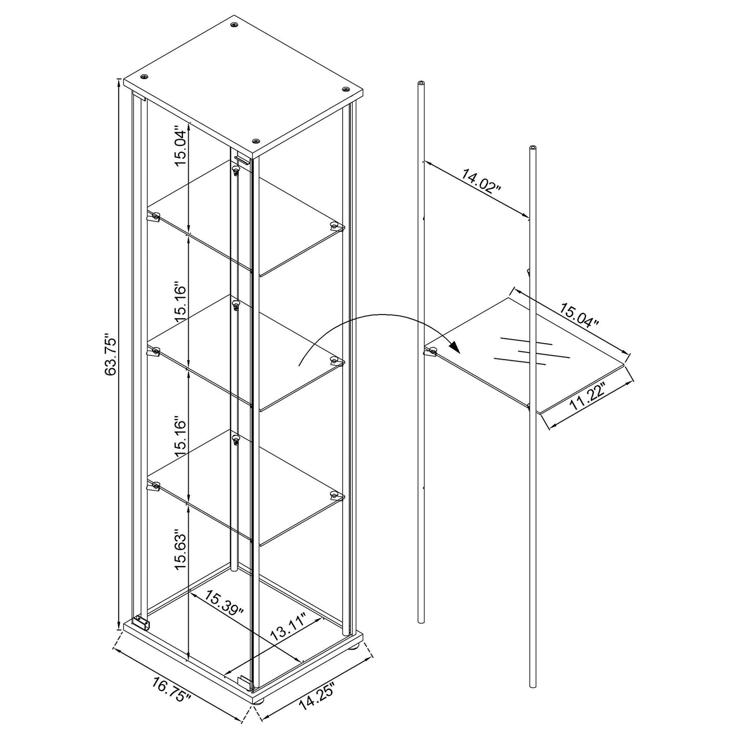 Bellatrix 3-shelf Clear Glass Curio Cabinet Mango
