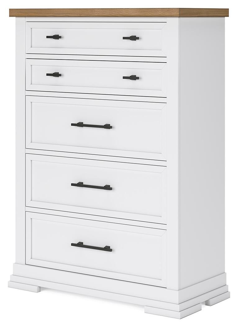 Ashbryn California King Panel Storage Bed, Dresser, Mirror, Chest and Nightstand