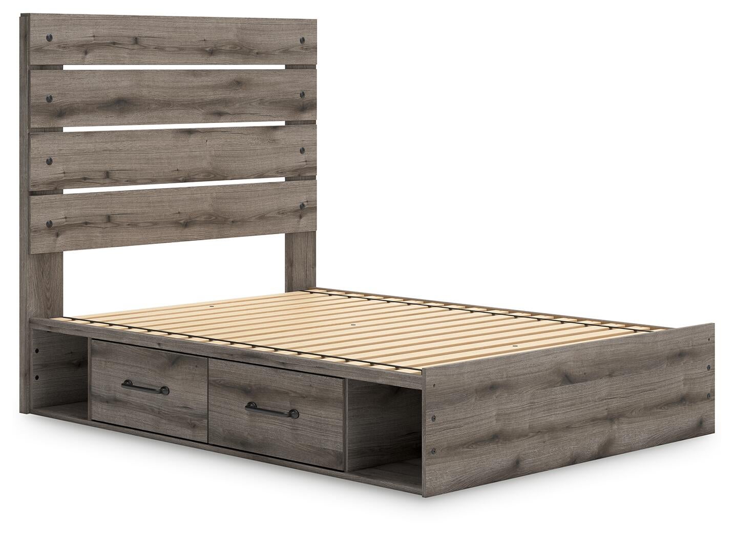 Graystorm Full Panel Bed with Storage, Dresser, Mirror, Chest and Nightstand