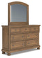 Feddinger California King Panel Bed with Mirrored Dresser, Chest and Nightstand
