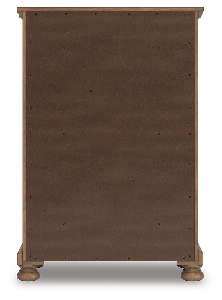 Feddinger California King Panel Bed with Mirrored Dresser, Chest and Nightstand