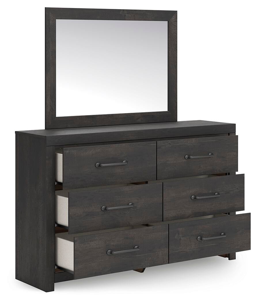 Hollivern Twin Panel Storage Bed, Dresser, Mirror, Chest and Nightstand