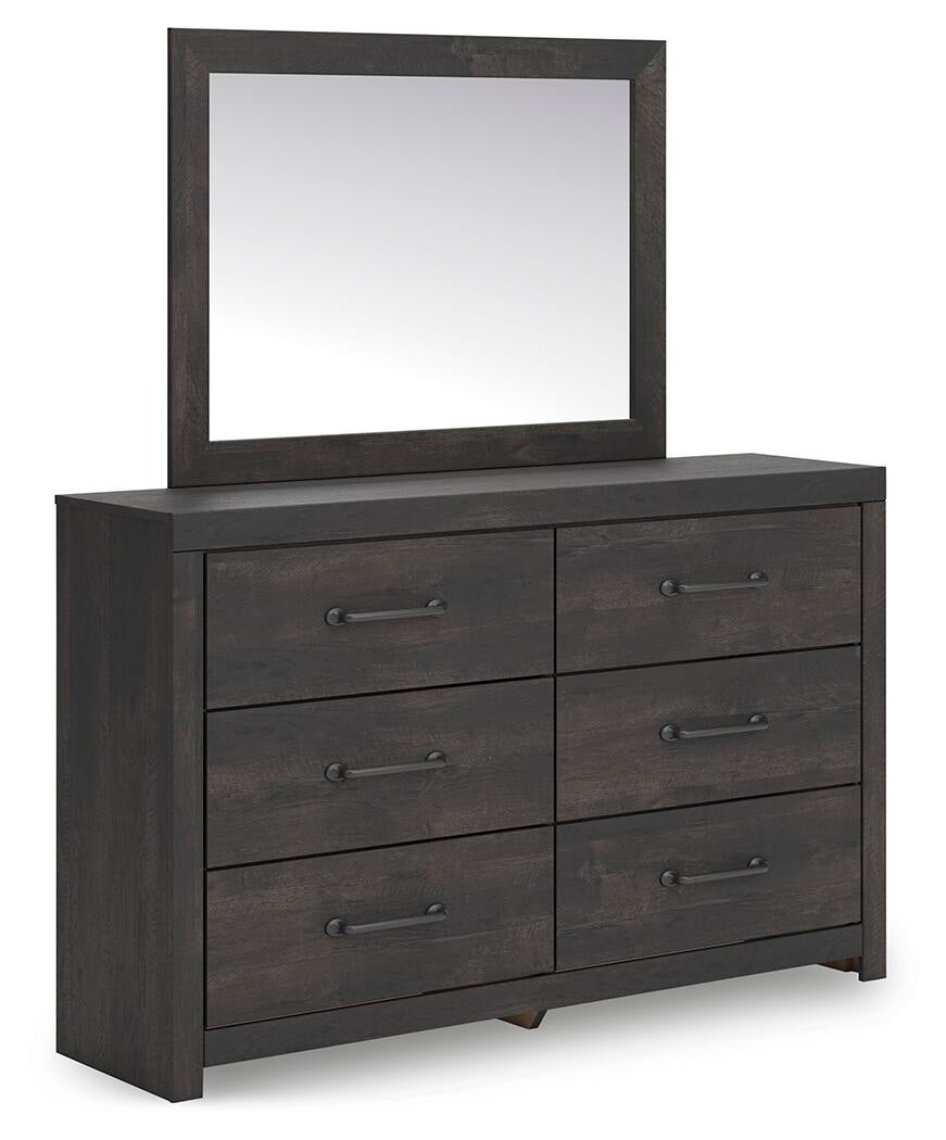 Hollivern Twin Panel Bed with Storage, Dresser, Mirror and Nightstand